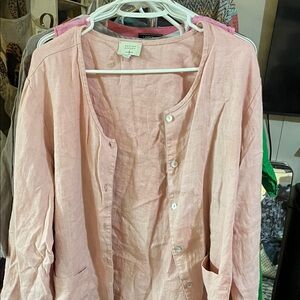Kensie Summers Dusty Rose Linen Button-Up Jacket